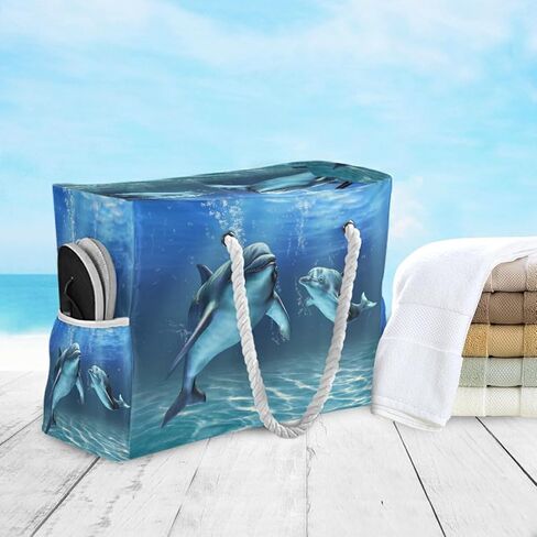 Beach Bag Dolphins Tote Travel Bag luggage bag Grocery Shopping Bag Carry Bag in Kuwait