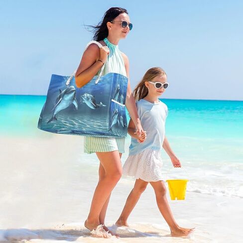 Beach Bag Dolphins Tote Travel Bag luggage bag Grocery Shopping Bag Carry Bag in Kuwait