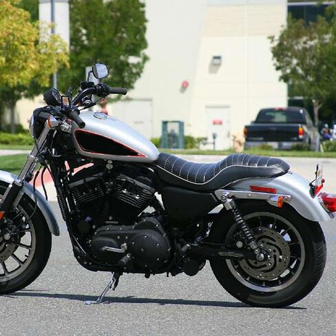 Motorcycle Seats - Front Driver Rear Passenger Two Up Leather Seat Cushion Compatible With Harley Sportster 883 1200 2005-2019 Iron 883 2009-2021 Forty Eight And More (Black Printing) in Kuwait
