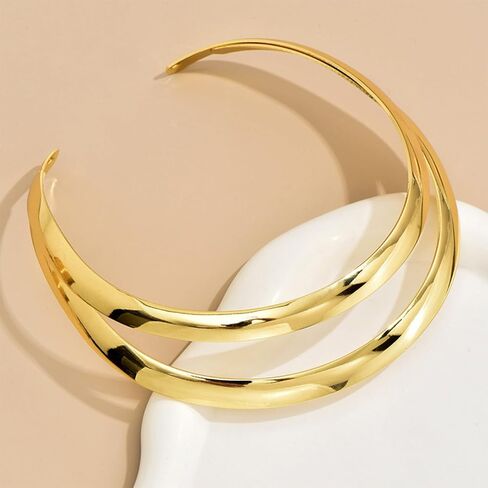 Chunky Gold Necklace Statement Necklace for Women Dainty Gold Choker Necklace Open Cuff Necklace Gold Chunky Necklaces Charm Punk Thick Necklace Accessories Trendy Stuff in Saudi Arabia