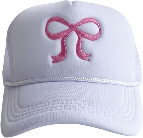 قبعة سائق الشاحنة المطرزة على شكل فيونكة للسيدات، قبعة بيسبول شبكية عصرية قابلة للتعديل، قبعة صيفية بحبل للفتيات in Kuwait