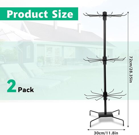 2 Pcs Rotating Display Stand Jewelry Display Rack with Hooks Metal Earrings Display Stands for Selling Necklace (Black, 3 Tires) in Saudi Arabia