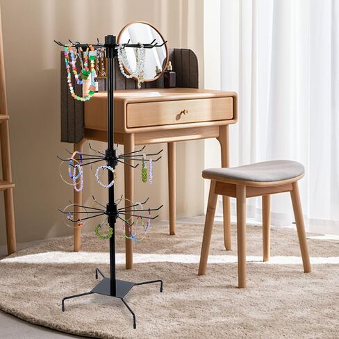 2 Pcs Rotating Display Stand Jewelry Display Rack with Hooks Metal Earrings Display Stands for Selling Necklace (Black, 3 Tires) in Saudi Arabia