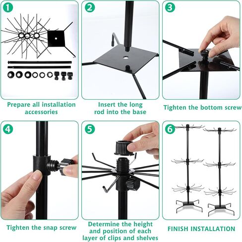 2 Pcs Rotating Display Stand Jewelry Display Rack with Hooks Metal Earrings Display Stands for Selling Necklace (Black, 3 Tires) in Saudi Arabia