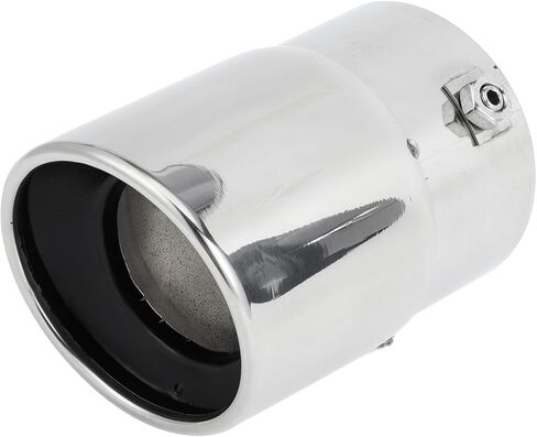 Roll Edge Exhaust Tip Rear 3.1" Inlet 3.5" Outlet 5.2" Length for Car Tailpipe Stainless Steel Silver Tone Bolt on in Saudi Arabia