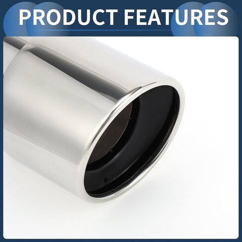 Roll Edge Exhaust Tip Rear 3.1" Inlet 3.5" Outlet 5.2" Length for Car Tailpipe Stainless Steel Silver Tone Bolt on in Saudi Arabia