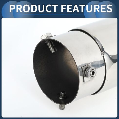 Roll Edge Exhaust Tip Rear 3.1" Inlet 3.5" Outlet 5.2" Length for Car Tailpipe Stainless Steel Silver Tone Bolt on in Saudi Arabia