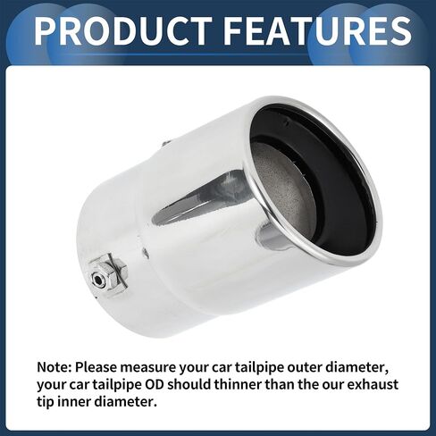 Roll Edge Exhaust Tip Rear 3.1" Inlet 3.5" Outlet 5.2" Length for Car Tailpipe Stainless Steel Silver Tone Bolt on in Saudi Arabia
