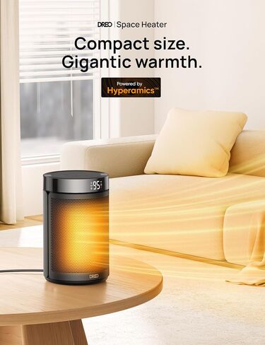 Dreo Portable Space Heater, Small Desk Heaters for Indoor Use with Thermostat and Timer, 1500W PTC Ceramic Fast Safety Heat for Bedroom Office Home, Gold in Saudi Arabia