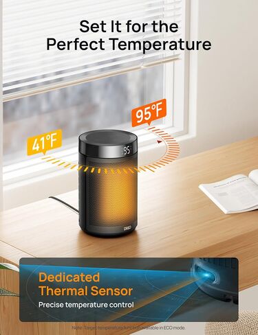 Dreo Portable Space Heater, Small Desk Heaters for Indoor Use with Thermostat and Timer, 1500W PTC Ceramic Fast Safety Heat for Bedroom Office Home, Gold in Saudi Arabia