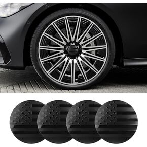 4PCS Car Wheel Center Hub Cover, Center Caps for Rims, Waterproof & Rustproof Automotive Accessories Decals, Universal Car Accessories Hub Caps Compatible with Cars (Black Flag)