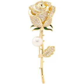 Luxury Shiny Zircon Flower Brooches - Elegant Imitation Pearl Plant Floral Pin for Scarf Dress Clothes Hat Accessories, Gifts for Women