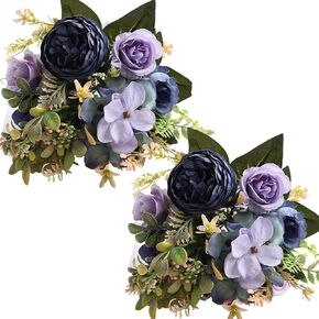 ASTRYAS Artificial Flowers, 2Pcs Fall Fake Peonies Silk Hydrangea Flower Fall Decorations for Home Centerpieces for Decoration, Fall Flowers Wedding Bouquets for Party Home Décor (Orange)