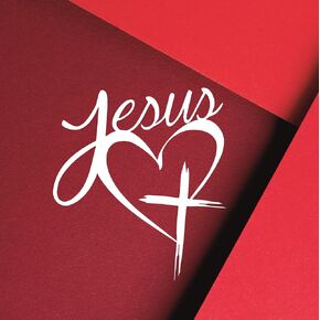 Jesus Heart Vinyl Decal, Christian Cross Stickers, I Love Jesus Sticker Decals (White, 6x5 in)