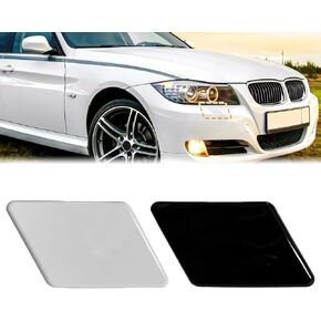 Front Bumper Headlight Washer Nozzle Cover Cap Painted for BMW 3 Series E90 E91 2009-2011 61677211209 61677211210 (Black,Painted Right Passenger Side)