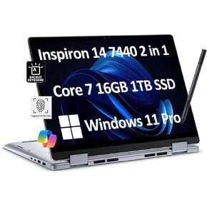 Dell Inspiron 14 7440 2-in-1 Business Laptop (14" FHD+ Touchscreen, Intel Core 7 150U(> i7-1355U), 32GB RAM, 1TB SSD) Backlit KB, FP Reader, FHD Webcam, IST Active Pen, Win 11 Pro w/AI Copilot, Blue
