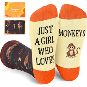 HAPPYPOP Funny Monkey Gifts for Monkey Lovers - Monkey Socks for Teen Girls, Novelty Animal Socks for Teens, Monkey Stocking Stuffers