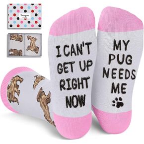 HAPPYPOP Funny Pug Gifts for Pug Lovers - Novelty Pug Socks Crazy Silly Fun Socks In Gray