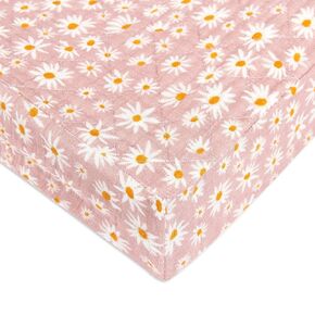 Babyletto 100% Quilted Organic Cotton Changing Pad Cover, GOTS-Certified, Fitted 360°, Ultra-Soft and Breathable Muslin - Dewdrop Blue