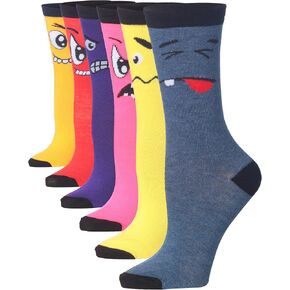 Tipi Toe Women's 6-Pairs Colorful Funky Patterned Crew Dress Socks Available in Sizes 9-13