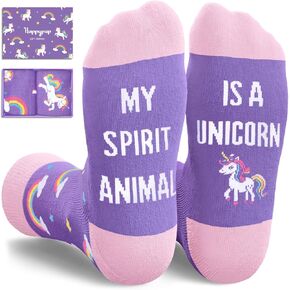 HAPPYPOP Unicorn Gifts for Women Men Girls - Funny Unicorn Socks, Crazy Unicorn Gifts for Adult Teens, Rainbow Animal Gifts for Unicorn Lovers