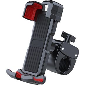 Picozon Bicycle Cellphone Holder, Motorcycle Phone Handlebars Clamp Mount for All Smartphones - Red