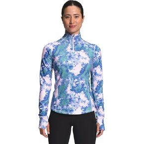 THE NORTH FACE Women's Printed Winter Warm Essential ¼ Zip, Lavender Fog Glacier Dye Print, Medium