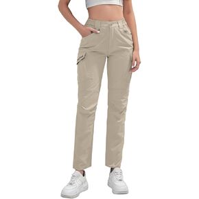 Cargo Pants Women with 9 Pockets - High Waist Water-Resistant Tactical Pants for Hiking, Sports, and Casual Wear