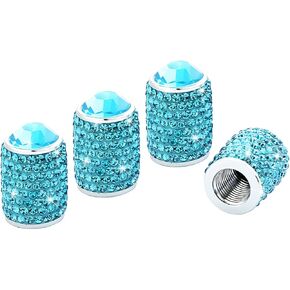 Mandark 4PCS Bling Car Tire Valve Stem Caps, Crystal Rhinestone Vehicle Wheel Tire Valve Protective Cover, Dustproof Diamond Auto Tire Air Cap Accessories, Universal for SUV, Sedan, Truck (White)