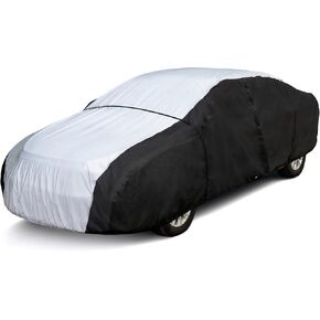 غطاء سيارة مقاوم للماء من شركة Leader Accessories للسيارات في جميع الأحوال الجوية، 7 طبقات من الألومنيوم والقطن، غطاء خارجي كامل مع باب بسحاب، وحزامين إضافيين مقاومين للرياح يناسب سيارة سيدان حتى 228 بوصة in Kuwait