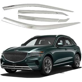 AUTOCLOVER Tape-On Rain Guards Window Visors 6 Pcs Set for Genesis GV70 2021 2022 2023 2024 / Window Deflectors, Out-Channel Vent Shades (Chrome Line Black)