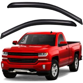 Outside Mount Rain Guards, Dark Smoke, 2-Pieces Set, Fits 2014-2018 Chevrolet Silverado/GMC Sierra 1500, 2015-2019 Silverado/Sierra 2500 HD, 2015-2018 Silverado/Sierra 3500 HD, Regular/Double/Crew Cab