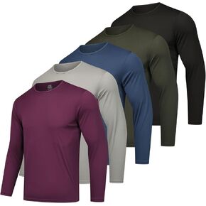 5 Pack Crew Neck T-Shirt Men's Crew T-Shirts Long Sleeve Tees Sports T-Shirt