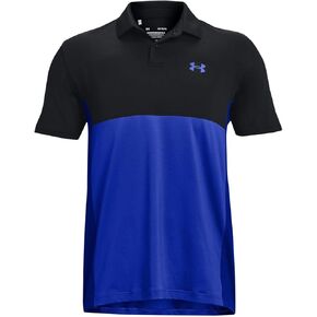 Men's UA Performance Blocked Stretch Golf Polo UPF40 (as1, Alpha, m, Regular, Regular) Blue/Black