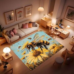 Beehive and bee Home Decoration Carpet, Bees Store Delicious Food for The hive. Soft and Comfortable, Suitable for Children's playroom Bedroom Yoga Carpet, Home Decoration 24x36inch
