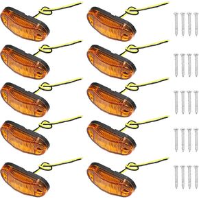X AUTOHAUX 10pcs 6 LED Side Trailer Marker Lights 12V-24V Amber Oval Side Marker Indicator Lights Clearance Lamp 2.5 inch Waterproof for Truck Trailer RV Camper Boat Bus SUV