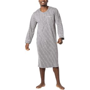 PajamaGram Mens Nightshirt for Sleeping - 100% Cotton Long Sleeve Night Gown for Men - Men's Night Shirts for Sleeping