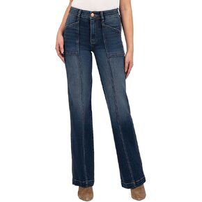KUT from the Kloth Women's Jodi High-Rise Wide Leg Front Patch Pockets in Energy