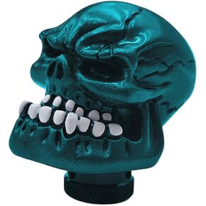 Skull Car Gear Shift Knob, Big Tooth Skull Stick Shifter, Car Transmissions Shifting Lever Handle Compatible with Most Automatic Manual Truck Car SUV (Red)