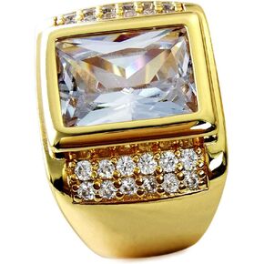 Size 8-15 Jewelry Man's Wedding Engagement AAA White Zircon Yellow Tone Ring