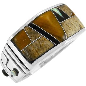 Turquoise Ring Sterling Silver 925 for Men Genuine Gemstones Size 9 to 13