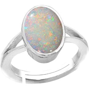 4.50 Carat Natural Certified White Ethopian Opal Astrological Purpose Loose Gemstone Silver Adjustable Ring for Women and Men