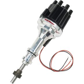 Pertronix D130800 Flame-Thrower Plug and Play Non Vacuum Advance Black Cap Billet Electronic Distributor with Ignitor II Technology for Ford Small Block