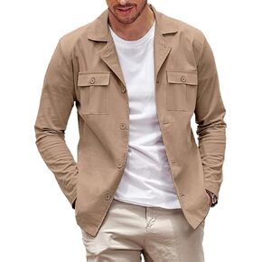 COOFANDY Men's Casual Shirt Jacket Long Sleeve Button Down Overshirt Lightweight Shacket with Pockets