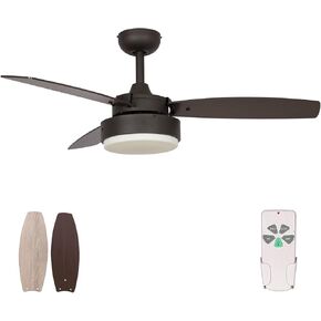 52 Inch Modern Style Indoor Ceiling Fan with Dimmable Light Kit and Remote Control, Reversible Blades and Motor, ETL Listed 110V Ceiling Fans for Living Room, Bedroom, Basement, Kitchen, Matte Black