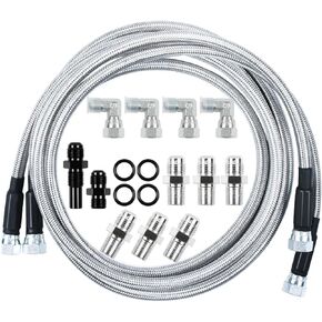 70Inch Transmission Cooler Hose Kit For GM For Chevy 1996-2021 4L80E, For Ford C4-C6-AOD, For Turbo 350/400/200-200R4/700R4 4L60 4L60E 4L65E SS Braided Transmission Cooler Line