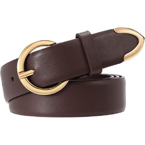 XZQTIVE Women’s Leather Belts for Jeans Pants Dresses Fashion Ladies Black Belt with Gold Buckle