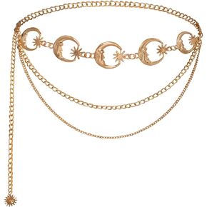 SCARLET DARKNES Women's Chain Belt Metal Waist Cowboy Belt Concho Belt for Dress