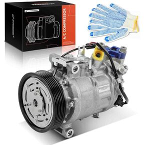 A-Premium Air Conditioner AC Compressor with Clutch Compatible with Audi A4 2015-2019, A4 Allroad 2019-2023, A4 Avant 2015-2019, Q7, A5, A5 Cabriolet, A5 Sportback, A6, A6 Allroad, A7 Sportback, Q8