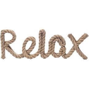Beachcombers Natural Rope Relax Sign Wall Coastal Plaque Hanging Composite Fla Sign Home Decor With Sayings Brown